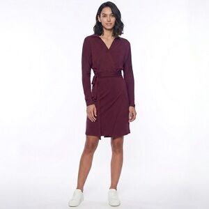 Bleusalt Long Sleeve Knee Length Casual Wrap Dress in Urchin Size 2 / M